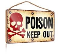 Wood Sign Decor Poison Warning: Keep Out Wooden Sign Pool Decor Front Door Sign Funny(23X35CM)