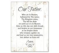 Wood Sign Hanging Farmhouse Decoration The Lords Prayer Our Father Who Art in Heaven Wall Art Plaque Use for Living Room Kitchen Batheroom Bedroom Office School 12x16inch
