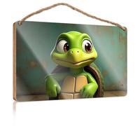 Wood Sign Hanging Plaque A Cartoon Turtle with Big Eyes Fall Outdoor Decor Back Yard Decorations(20X30CM)