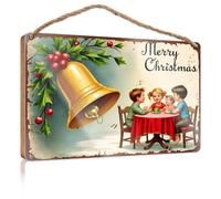 Wood Sign Hanging Plaque A Group of Children Gather Around A Table Fall Outdoor Decor Back Yard Decorations(15X28CM)