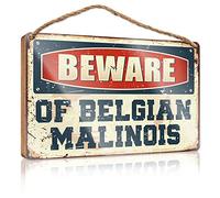 Wood Sign Hanging Plaque Beware Of Belgian Malinois Wooden Sign Front Porch Fall Decor Fall Door Decor(20X30CM)