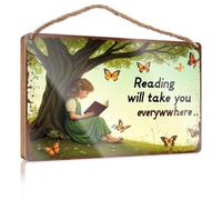 Wood Sign Hanging Plaque Reading Will Take You Everywhere Hanging Bathroom Sign Entryway Decor(23X35CM)