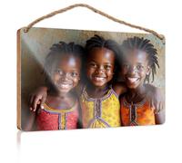 Wood Sign Hanging Plaque Three Girls in Colorful Dresses Smiling Fall Outdoor Decor Back Yard Decorations(15X28CM)
