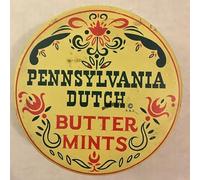 Wood Sign - Pennsylvania Dutch Butter Mint Tin Yellow Red Blue Decorative Store Vintage 80'sRound Wooden Sign Vintage Decorative Beer Round Wooden Sign Wall Decor 10x10 inch