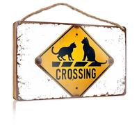 Wood Sign Plaque Cat Crossing Sign Alert Wooden Boss Day Gifts Our Home Signs For Home Decor(20X30CM)