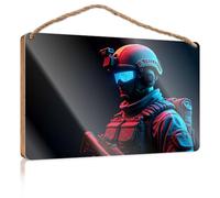 Wood Sign Plaque Future Warriors Are Equipped With Night Vision Goggles And Tactical Vests Wooded Sign Outdoor Wall Decor Restroom Decor(23X35CM)