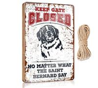 Wood Sign Plaque Keep Gate Closed No Matter What The Saint Bernard Say