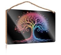 Wood Sign Plaque Rainbow Tree Of Life: A Symbol Of Unity And Diversity Wooden Sign Boss Day Gifts Our Home Signs For Home Decor(23X35CM)