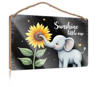 Wood Sign Plaque Sunshine Little One: Elephant And Sunflower Wooden Sign Boss Day Gifts Our Home Signs For Home Decor(23X35CM)