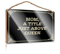 Wood Sign Plaque Wood-based Panel | Authorized Only & Pre-installed Hook - Living Room Decor For Shelves/Mom,a Title Just Above Queen