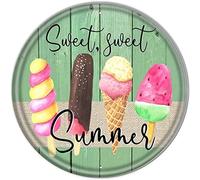 Wood Sign - Round Tin Christmas Sign Sweet Sweet Summer Sign Summer Sign Ice Cream Sign Wreath Wall Panel Decoration Couple Gift Outdoor Indoor Wall Panel Retro Vintage Mural 8x8 inch