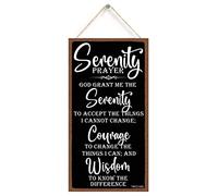 Wood Sign Wall Hanging Gift 12 X 6 inch, God Grant Me The Serenity Wall Decor Framed, Farmhouse Live Room Bedroom Decor Wall Art Sign (Black)