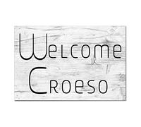 Wood Sign Welcome Croeso Wood Plaque with Funny Sayings Motivational Wall Decorations for Living Room Rustic Wall Art Kitchen Wall Hanger Retro Decoration Sign Housewarming Gift 8x12in