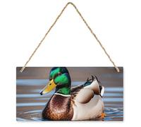 Wood Sign with Rope Mallard Duck Welcome Sign for Front Door Sign Personalized Sign Wooden Hanging Sign for Home Decorative Farmhouse Wall Decor 9.8 X 4 .9 Inch
