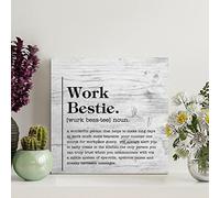 Wood Sign Work Bestie Definition Typography Wood Plaque Funny Work Bestie Quote Wall Decorations for Living Room Rustic Wall Art Kitchen Wall Hanger Retro Decoration Sign Housewarming Gift 8x8in