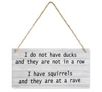 Wood Signs Decor I Do Not Have Ducks And Not In A Row I Have Squirrels Rustic Wooden Signs, Hanging Wood Sign Decor, Funny Farmhouse Wall Decor 12X6 In