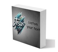 Wood Signs Personalized Desktop Decor, Spiritual Christian Jesus Cross, Personalized Desk Decor Signs for Office Home, Create a Sign Custom, Wall Table Church Decoration for Home Room(48)