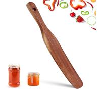 Wood Skinny Spurtle, Teak Wooden Spurtle for Sourdough Starter, Spreading, Baking, Mixing Spoon Stirring Stick Reaching Bottom of Jar Scraper Kitchen Utensils for Cooking Bread Dough Whisk