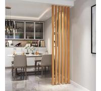 Wood Slat Room Divider 60in - 2 Pack Floor to Ceiling Partition Screen, No Drill Standing Wall Separation for Entrance Hall Decor