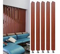 Wood Slat Room Divider Panel, Floor to Ceiling Wall Partition for Living Room, Bedroom, Office, 5 Pack (50cm x 125cm), No Drilling, Space Separator