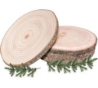 Wood Slices Natural 4 Pcs, 10-12 Inches Unfinished Wooden Circles Round Rustic Wood with Bark for Arts DIY Craft,Baby Shower,Wedding,Painting,Table Decor,Christmas Décor and Other
