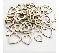 Wood Slices Ornaments,100Pcs 2.2x2cm Hollow Heart Shaped Wood Pieces Wooden Ornament Wooden Cutouts Slices for House,Garden,Home Art Craft