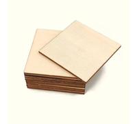 Wood Slices Ornaments,10Pcs Blank Wood Pieces Unfinished Round Corner Wooden Cutouts for Arts Craft Project,Decoration,Laser Engraving Carving 5x5cm
