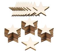 Wood Slices Ornaments,25Pcs 5x5x0.2cm Wooden Stars Slices,Blank Unfinished Wood Star Embellishments Cutouts Crafts Art Project