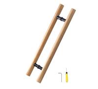 Wood Sliding Door Handle with Metal Hardware, Double-Sided Push-Pull Design for Glass/Wooden Doors, 40cm Long