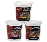 Wood Smoking Chips - Bourbon, Oak, and Maple Wood Chips for Smokers - Set of 3 Resealable Pints