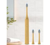 Wood Sonic Electric Toothbrush, 5 Modes Clean Brightness Polish Gum Care Delicate, Natural Wood Body with 2 Electric Toothbrush Heads, Induction Charging Oral Care Gift for Sensitive Teeth White