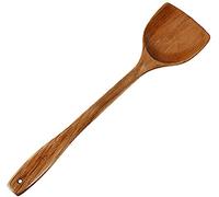 Wood Spatula Cooking Utensils Wooden Turner for Nonstick Cookware Long Handle Wood Kitchen Spatula Ideal fit for Pan and Wok Corner Spatula (B)