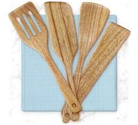 Wood Spatulas - 4 Piece - Wooden Cooking Spatula Set - Acacia Wood Utensils for Kitchen Use - Safe for Nonstick Cookware & Cast Iron - Stir Fry Utensil, Pancake Flipper, Flat Scraper, Slotted Turner