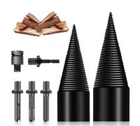 Wood Splitter Drill Bit 45 mm + 32 mm Wood Splitter Screw Cone, Drill Cone, Wood Splitter Set with 5 Drill Handles - Firewood Drill for Household Drill