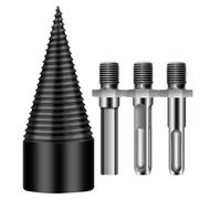 Wood Splitter Drill Bit - Hardened Steel Log Splitting Tool, Detachable Firewood Cone Attachment, Hex Shank Cutter | Heavy Duty Drill Accessory For Outdoor Camping Farming Wood Processing Tasks