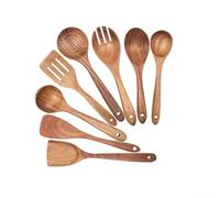 Wood Spoon Set for Everyday Cooking Includes 4 6 or 8 Pieces Designed for Rice Soup Stirring and Serving Needs (8Pcs)