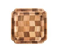 Wood Square Checkerboard Serving Trays, Set of 2 Decorative Coffee Table & Food Platters for Home Decor (1 x 24 cm, 1 x 20 cm)