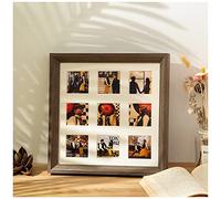 Wood Square Picture Frames Collage for 9 Photos 5.5 x 5.5 cm/ 9 x 9 cm, Wall Mounted, Multi Family Photos, for Home Decor Or Living Room Staircase Decoration,14.6"(37.3cm),C-Vintage