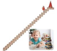 Wood Stair Climbing Santa Advent Calendar 2024,Santa Sign Traveling Christmas Countdown Calendar, Santa's Staircase Countdown Calendar,Wooden Santa Climbing Stairs Table Sign for Home Office (1pc)