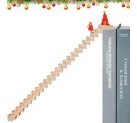 Wood Stair Climbing Santa Advent Calendar 2024 Santa Sign Traveling Christmas Countdown Calendar Santa's Staircase Countdown Calendar Wooden Santa Climbing Stairs Table Sign Home Decoration