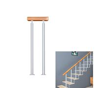 Wood Staircase Banister, for 2-3 Steps Wrought Iron Wood Adjustable Angle 0-45°(2-Step H 85cm)