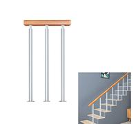Wood Staircase Banister, for 2-3 Steps Wrought Iron Wood Adjustable Angle 0-45°(3-Step H 65cm)