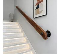 Wood Staircase Handrails, Home Against The Wall Indoor Loft Elderly Railings Hand Rail Corridor Support Rod, Wooden Stair Baluster, Complete Kit (A, 240cm/94.5in)