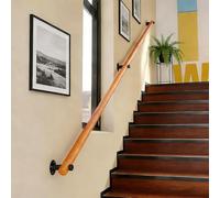 Wood Staircase Handrails, Home Against The Wall Indoor Loft Elderly Railings Hand Rail Corridor Support Rod, Wooden Stair Baluster, Complete Kit (C, 120cm/47.2in)