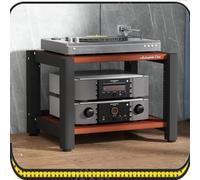 Wood & Steel HiFi Rack Adjustable Media Stand for CD Player 2/3/4/5 Tier Floor Audio Tower Teak Stereo Cabinet Perfect for Home Theater & Audiophile Setup