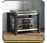 Wood & Steel HiFi Rack for Home Theater - Adjustable Media Stand 2-Tier Audio Tower CD Player Holder Stylish Stereo Cabinet (White Maple)