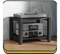 Wood & Steel Home Theater HiFi Rack Adjustable Media Stand CD Player Shelf 2/3/4/5 Tier Floor Audio Tower Stereo Cabinet (Black 2 Tier) - Perfect for Music Lovers