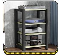 Wood & Steel Home Theater HiFi Rack Adjustable Media Stand CD Player Tower 4-Tier Floor Audio Cabinet Stereo Storage Shelf (White Maple)
