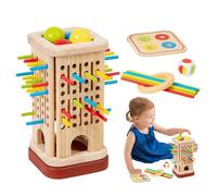 Wood Sticks Game - Ball Drop and Pick-up Sticks Game with Dice size about 20x10.5x10.5cm, Family Night Educational Toy | Interactive Tabletop for Fine Motor Skills, Logical Thinking, Patience