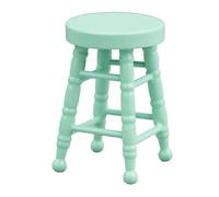 Wood Stool Toy Figure Model Realistic Vintage Dolls House Pretend Girls Gift Vintage Round Top Stool Dollhouses Detail